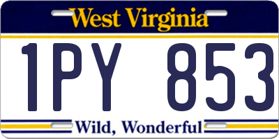 WV license plate 1PY853