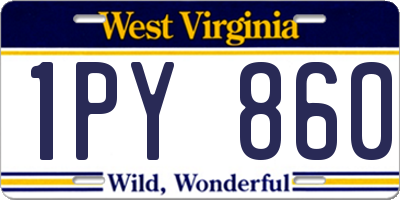 WV license plate 1PY860
