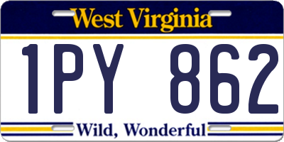 WV license plate 1PY862