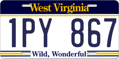 WV license plate 1PY867