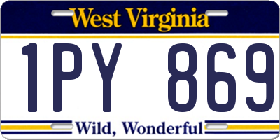 WV license plate 1PY869
