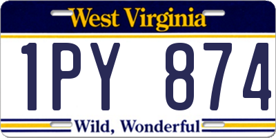 WV license plate 1PY874