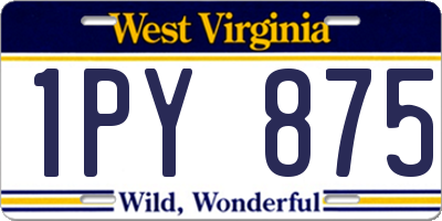 WV license plate 1PY875