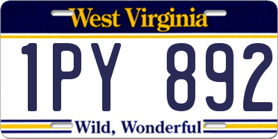 WV license plate 1PY892