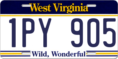 WV license plate 1PY905