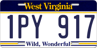 WV license plate 1PY917