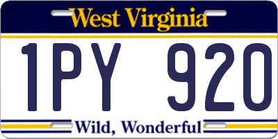 WV license plate 1PY920