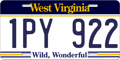 WV license plate 1PY922