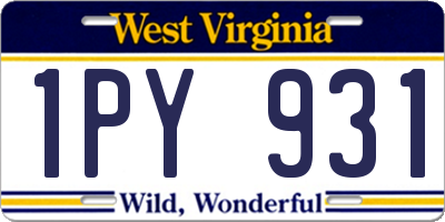 WV license plate 1PY931