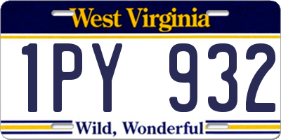 WV license plate 1PY932