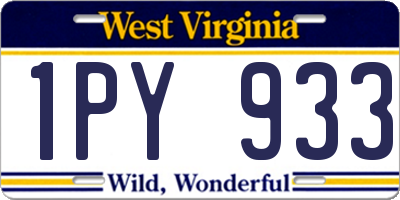 WV license plate 1PY933