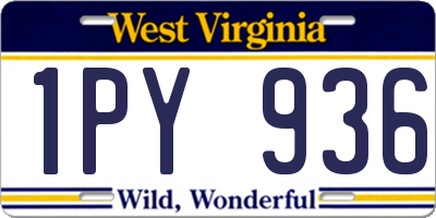 WV license plate 1PY936