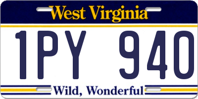 WV license plate 1PY940