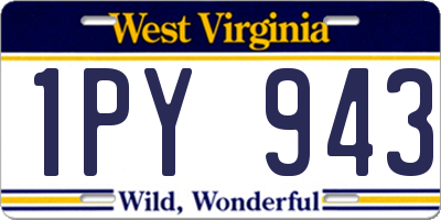 WV license plate 1PY943