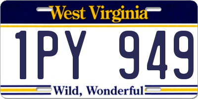 WV license plate 1PY949