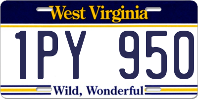 WV license plate 1PY950
