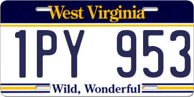 WV license plate 1PY953