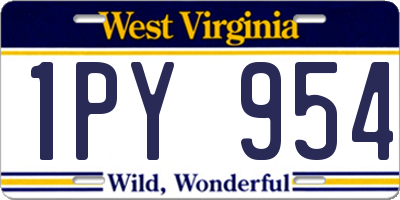 WV license plate 1PY954