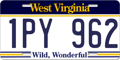 WV license plate 1PY962
