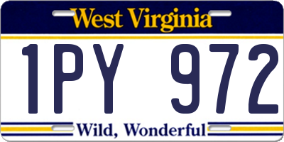WV license plate 1PY972
