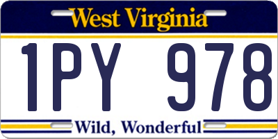 WV license plate 1PY978