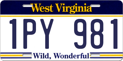 WV license plate 1PY981