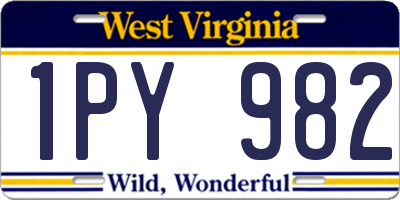 WV license plate 1PY982