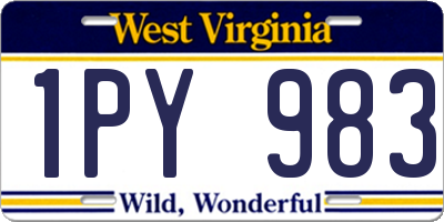 WV license plate 1PY983