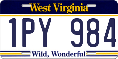 WV license plate 1PY984