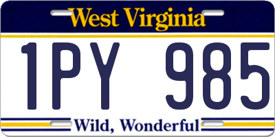 WV license plate 1PY985