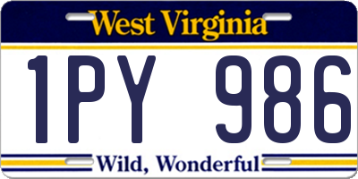 WV license plate 1PY986