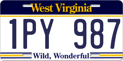 WV license plate 1PY987