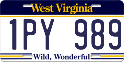 WV license plate 1PY989