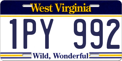 WV license plate 1PY992