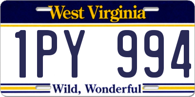 WV license plate 1PY994