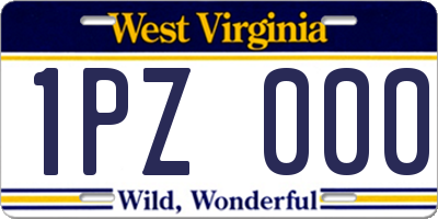 WV license plate 1PZ000