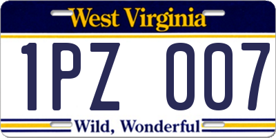 WV license plate 1PZ007