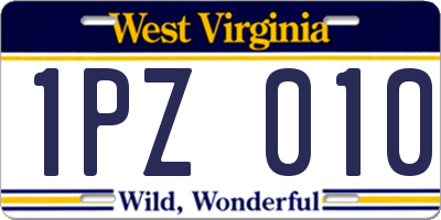 WV license plate 1PZ010