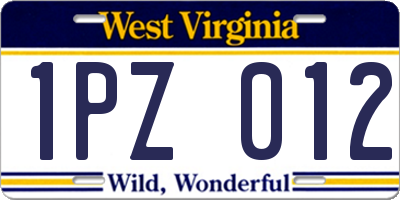 WV license plate 1PZ012