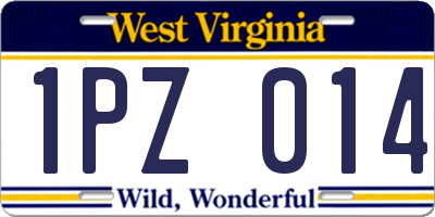 WV license plate 1PZ014