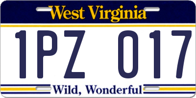 WV license plate 1PZ017