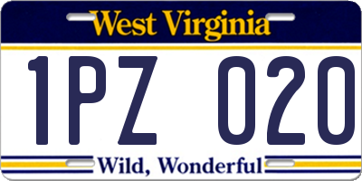 WV license plate 1PZ020