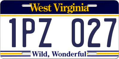 WV license plate 1PZ027