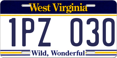 WV license plate 1PZ030