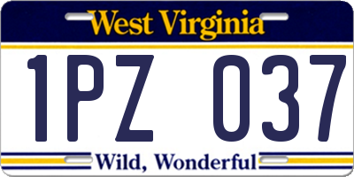 WV license plate 1PZ037