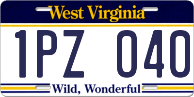 WV license plate 1PZ040