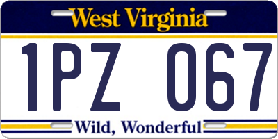 WV license plate 1PZ067