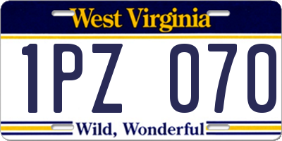 WV license plate 1PZ070