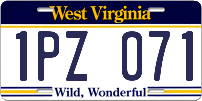 WV license plate 1PZ071