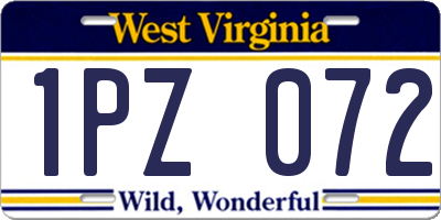 WV license plate 1PZ072